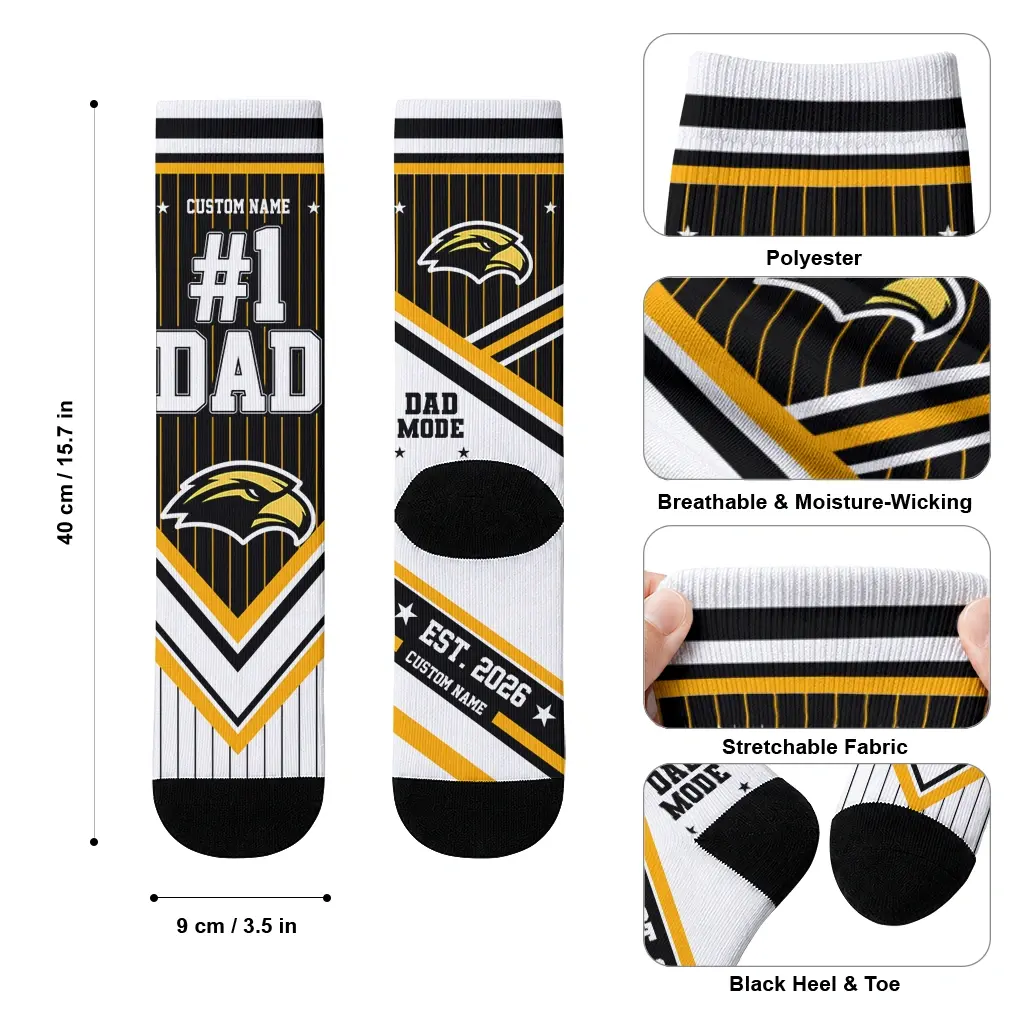 Southern Miss Golden Eagles Socks Customized Pinstripe Chevron Black White High Quality Southern Miss Golden Eagles Socks Customized Pinstripe Chevron Black White High Quality