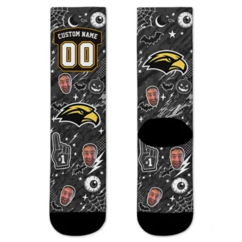 Southern Miss Golden Eagles Socks Customized Scattered Icons Black Best Selling