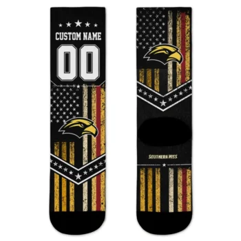 Southern Miss Golden Eagles Socks Customized Star Stripes Black White Best Selling