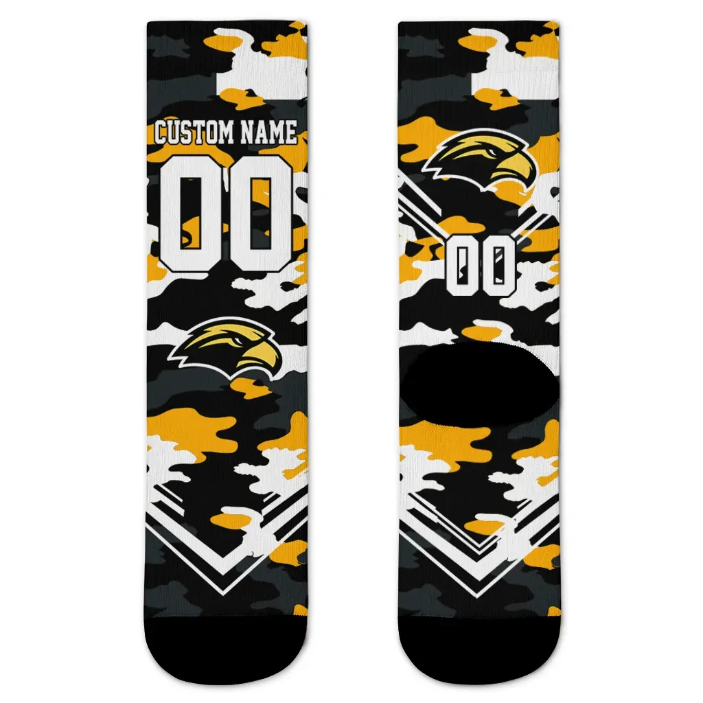 Southern Miss Golden Eagles Socks Customized Woodland Camo Black Best Selling Southern Miss Golden Eagles Socks Customized Woodland Camo Black Best Selling