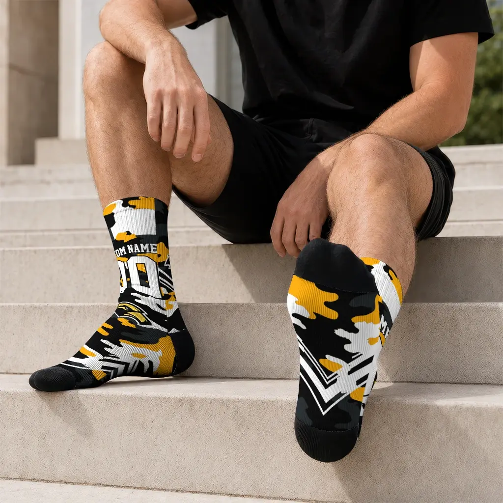 Southern Miss Golden Eagles Socks Customized Woodland Camo Black Latest Model Southern Miss Golden Eagles Socks Customized Woodland Camo Black Latest Model