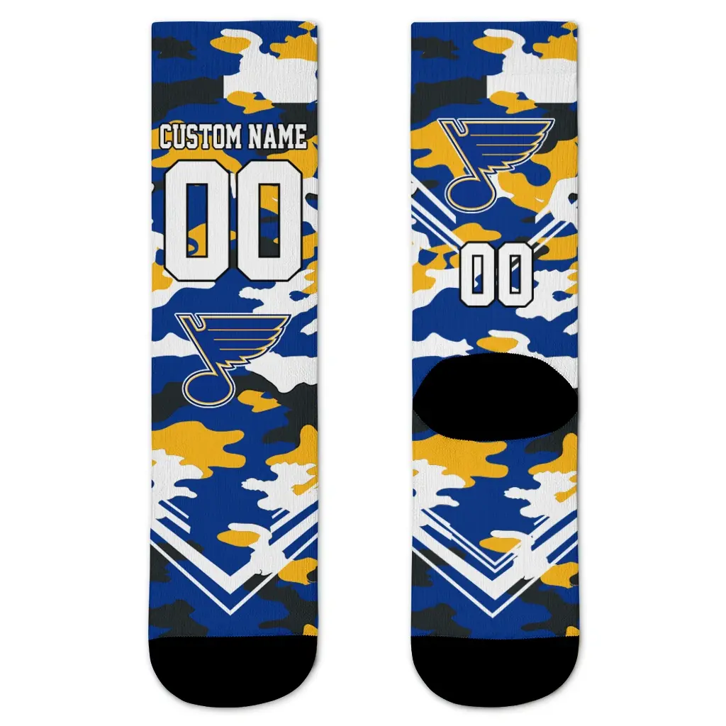St Louis Blues Socks Customized Woodland Camo Blue Best Selling St Louis Blues Socks Customized Woodland Camo Blue Best Selling