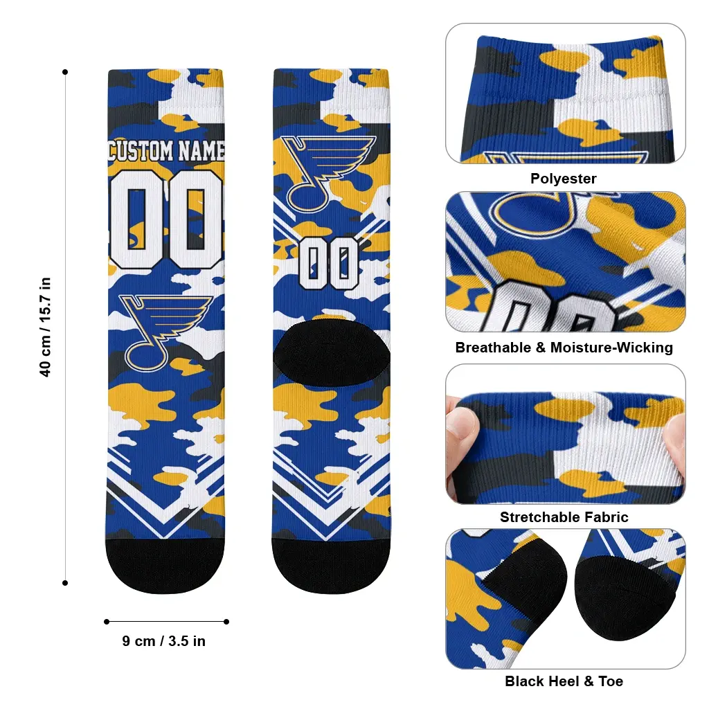 St Louis Blues Socks Customized Woodland Camo Blue High Quality St Louis Blues Socks Customized Woodland Camo Blue High Quality