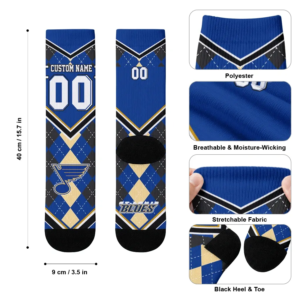St Louis Blues Socks Personalized Argyle Pattern Blue High Quality St Louis Blues Socks Personalized Argyle Pattern Blue High Quality