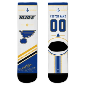 St. Louis Blues Socks - Personalized Nautical Icons Blue White