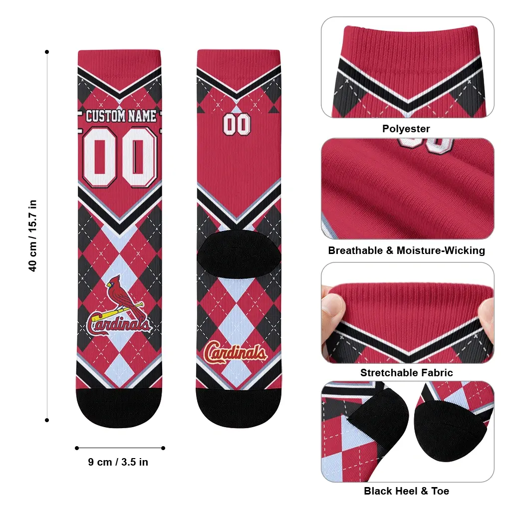 St Louis Cardinals Socks Custom Argyle Pattern Red High Quality St Louis Cardinals Socks Custom Argyle Pattern Red High Quality