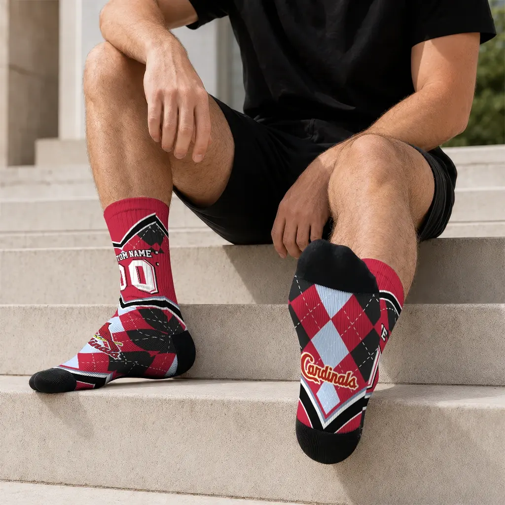 St Louis Cardinals Socks Custom Argyle Pattern Red Latest Model St Louis Cardinals Socks Custom Argyle Pattern Red Latest Model