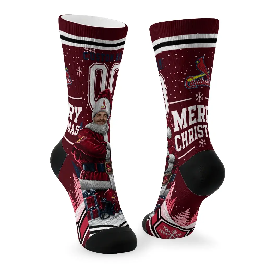 St Louis Cardinals Socks Custom Snowy Scene Red White Fashion Forward St Louis Cardinals Socks Custom Snowy Scene Red White Fashion Forward