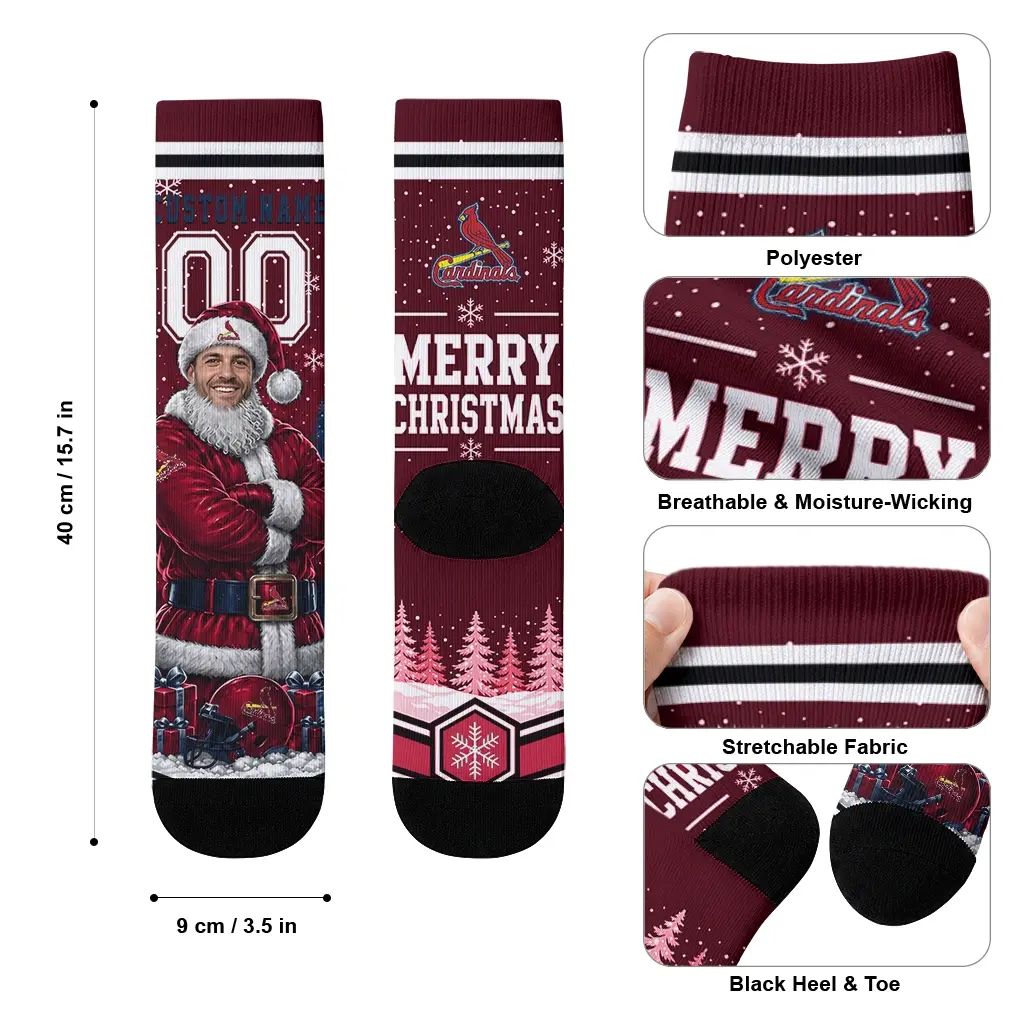 St Louis Cardinals Socks Custom Snowy Scene Red White High Quality St Louis Cardinals Socks Custom Snowy Scene Red White High Quality
