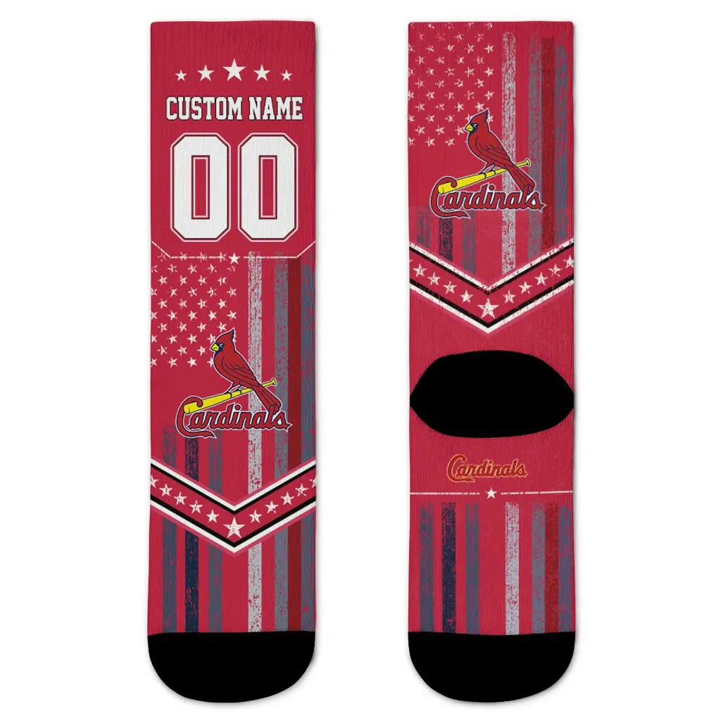 St Louis Cardinals Socks Custom Star Stripes Red White Best Selling St Louis Cardinals Socks Custom Star Stripes Red White Best Selling