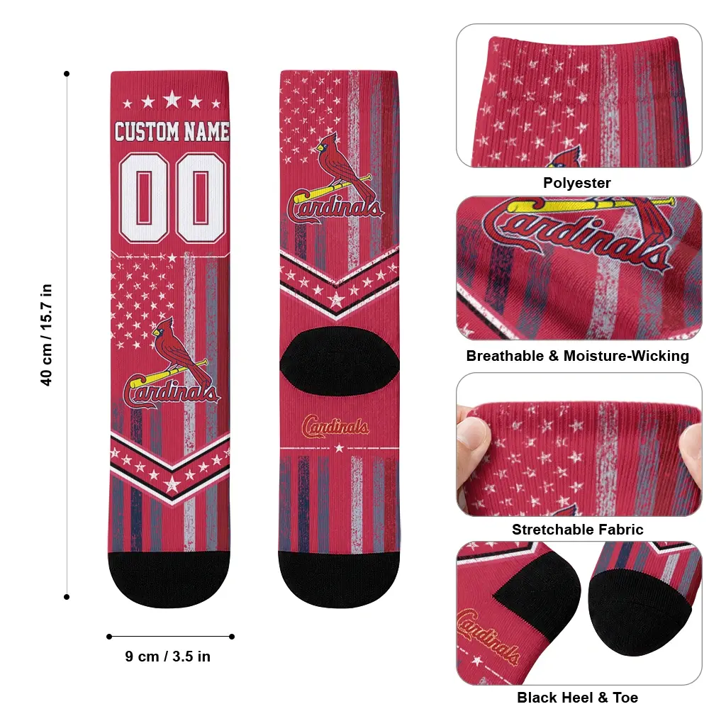 St Louis Cardinals Socks Custom Star Stripes Red White High Quality St Louis Cardinals Socks Custom Star Stripes Red White High Quality