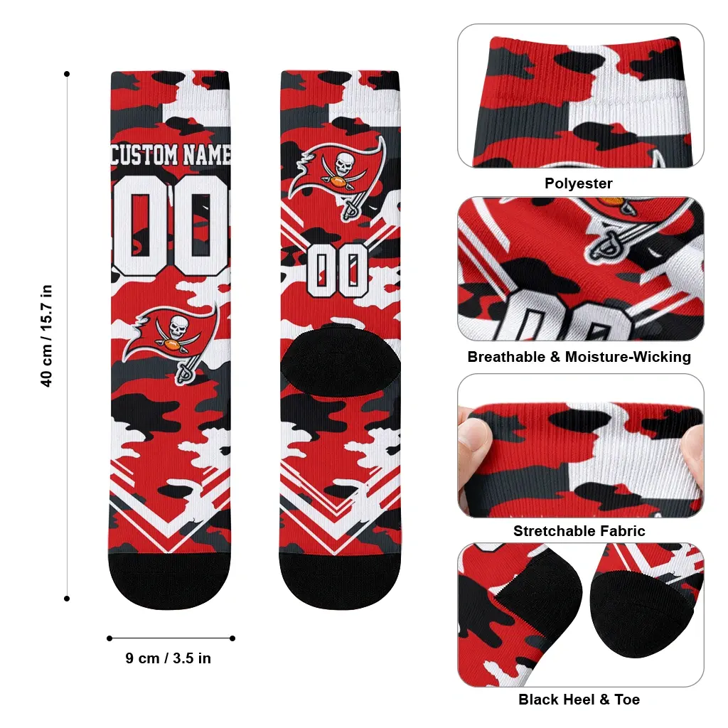 Tampa Bay Buccaneers Socks Custom Woodland Camo Red High Quality Tampa Bay Buccaneers Socks Custom Woodland Camo Red High Quality