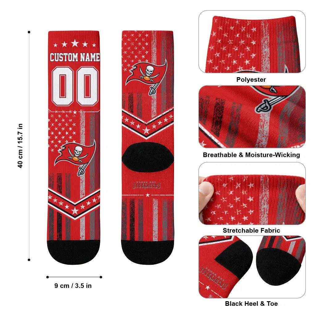 Tampa Bay Buccaneers Socks Customized Star Stripes Red White High Quality Tampa Bay Buccaneers Socks Customized Star Stripes Red White High Quality