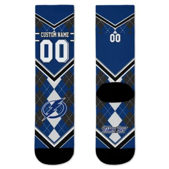 Tampa Bay Lightning Socks Custom Argyle Pattern Blue Best Selling