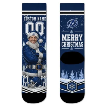 Tampa Bay Lightning Socks Custom Snowy Scene Blue White Best Selling