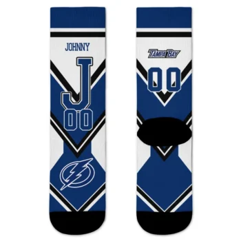 Tampa Bay Lightning Socks Customized Arrow Blocks Blue Best Selling