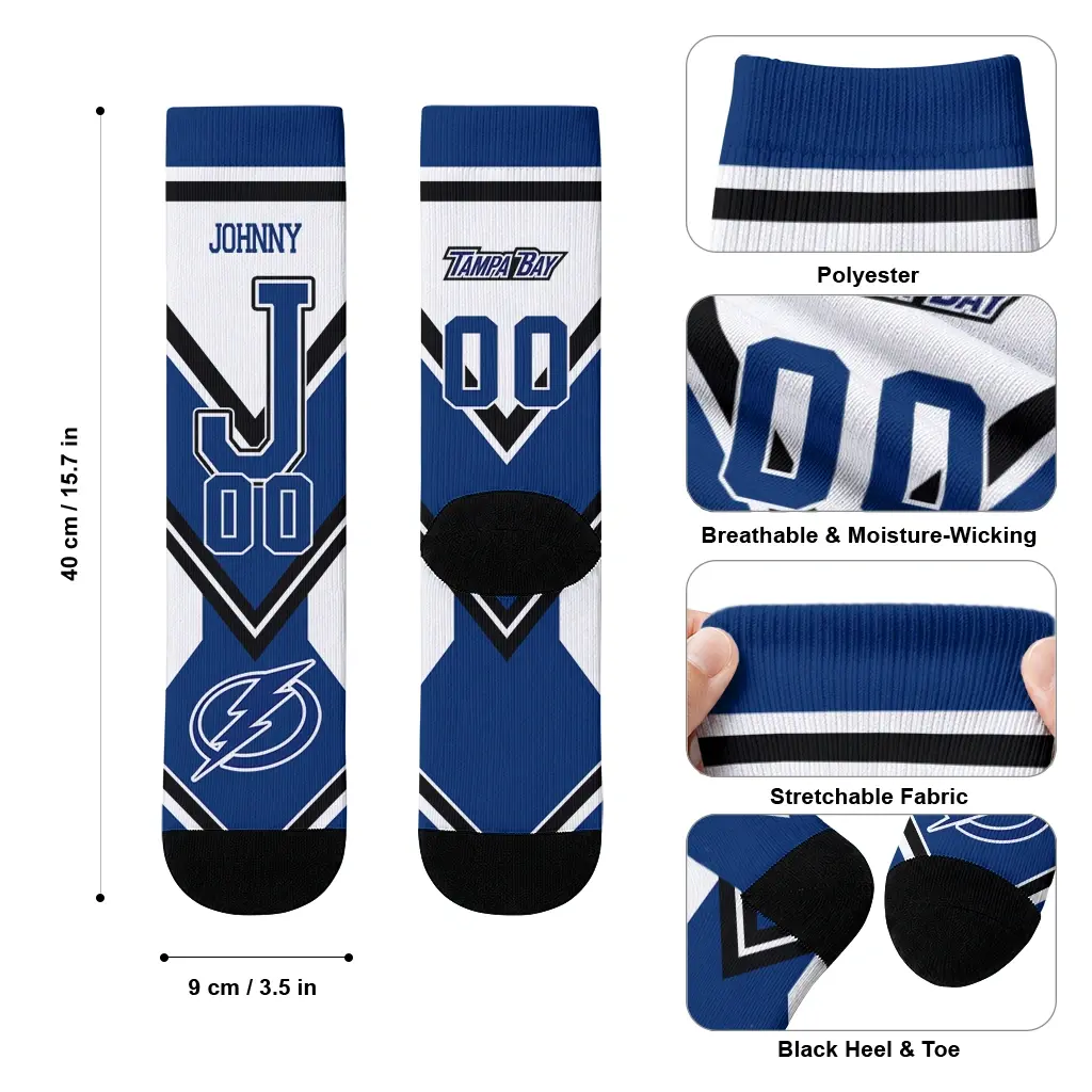 Tampa Bay Lightning Socks Customized Arrow Blocks Blue High Quality Tampa Bay Lightning Socks Customized Arrow Blocks Blue High Quality