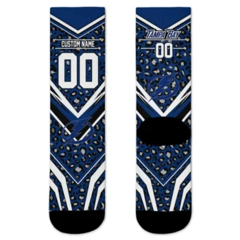Tampa Bay Lightning Socks Customized Leopard Print Blue Black Best Selling