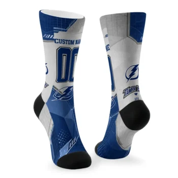 Tampa Bay Lightning Socks Personalized Geometric Tech Blue Fashion Forward