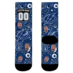 Tampa Bay Lightning Socks Personalized Scattered Icons Blue Best Selling