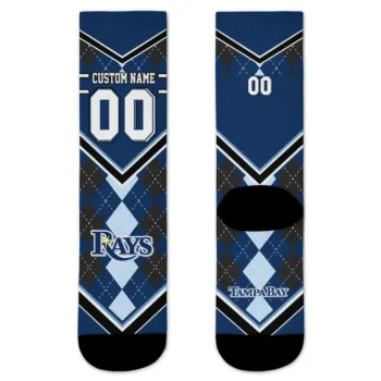 Tampa Bay Rays Socks Customized Argyle Pattern Navy Best Selling