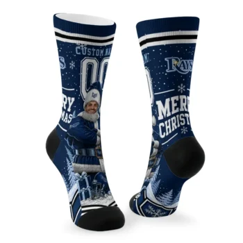 Tampa Bay Rays Socks Customized Snowy Scene Navy White Fashion Forward