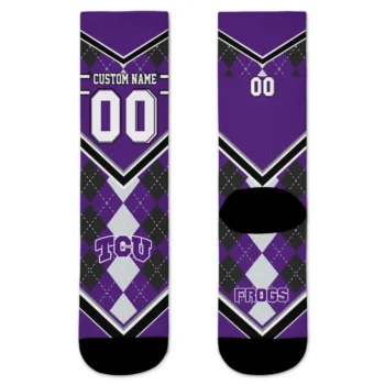 Tcu Horned Frogs Socks Customized Argyle Pattern Purple Best Selling
