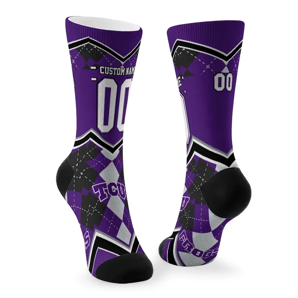 Tcu Horned Frogs Socks Customized Argyle Pattern Purple Fashion Forward Tcu Horned Frogs Socks Customized Argyle Pattern Purple Fashion Forward