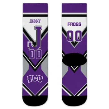 Tcu Horned Frogs Socks Customized Arrow Blocks Purple Best Selling