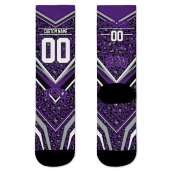 Tcu Horned Frogs Socks Customized Leopard Print Purple Black Best Selling