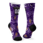 Tcu Horned Frogs Socks Customized Scattered Icons Purple Best Selling