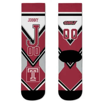Temple Owls Socks Customized Arrow Blocks Red Best Selling