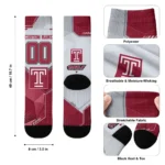 Temple Owls Socks Customized Geometric Tech Red Best Selling
