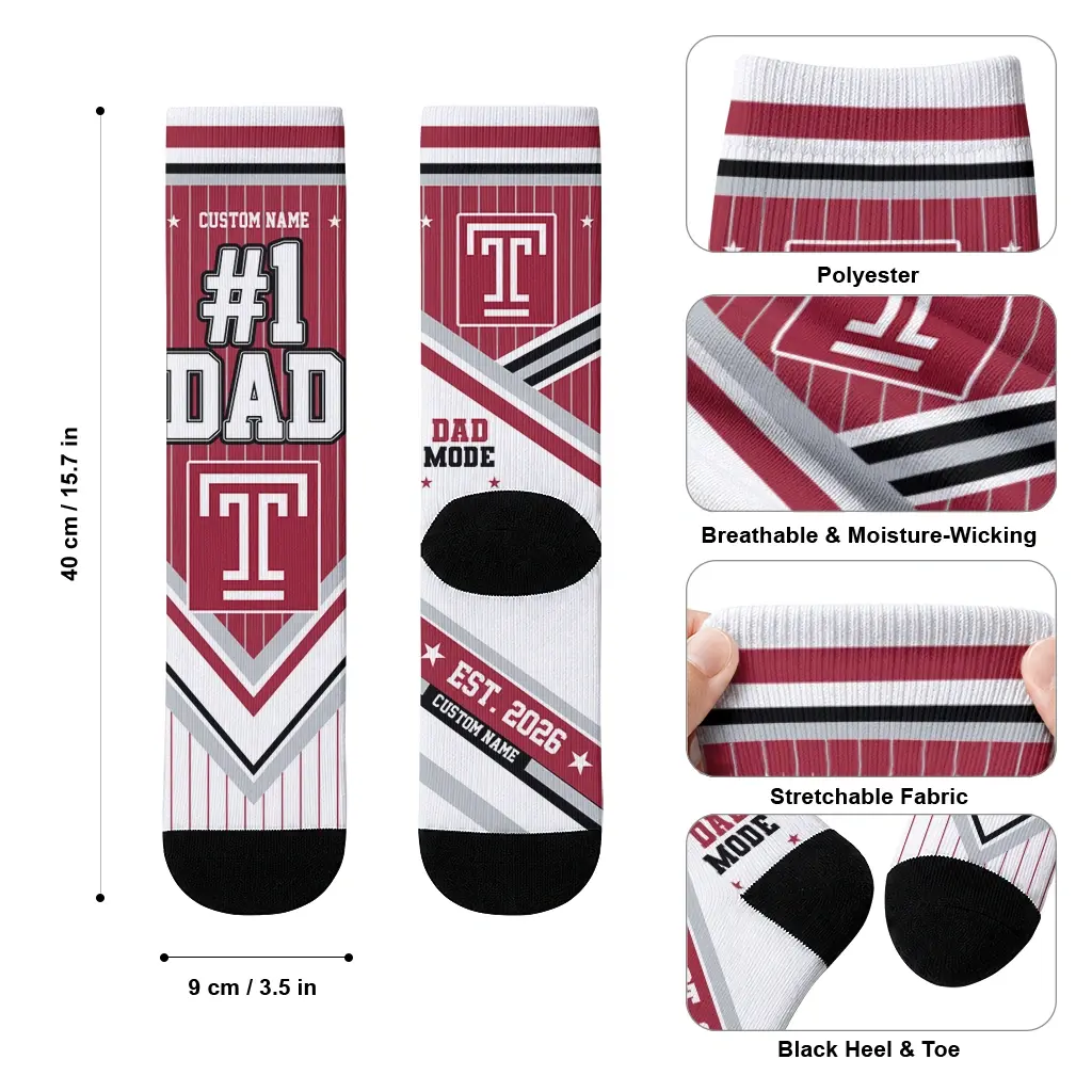 Temple Owls Socks Customized Pinstripe Chevron Red White High Quality Temple Owls Socks Customized Pinstripe Chevron Red White High Quality