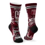 Temple Owls Socks Customized Snowy Scene Red White Best Selling
