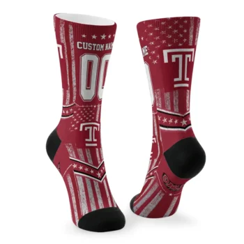 Temple Owls Socks Customized Star Stripes Red White Fashion Forward