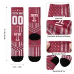Temple Owls Socks Customized Star Stripes Red White Best Selling