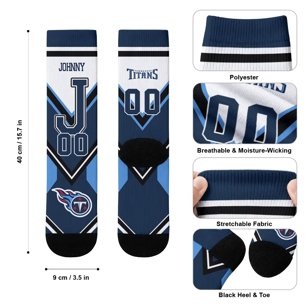 Tennessee Titans Socks Custom Arrow Blocks Navy High Quality Tennessee Titans Socks Custom Arrow Blocks Navy High Quality