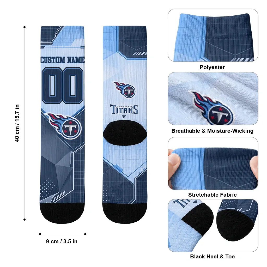 Tennessee Titans Socks Customized Geometric Tech Navy High Quality Tennessee Titans Socks Customized Geometric Tech Navy High Quality