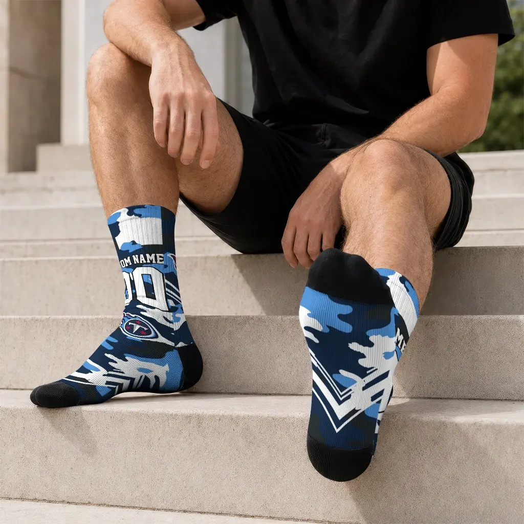 Tennessee Titans Socks Customized Woodland Camo Navy Latest Model Tennessee Titans Socks Customized Woodland Camo Navy Latest Model