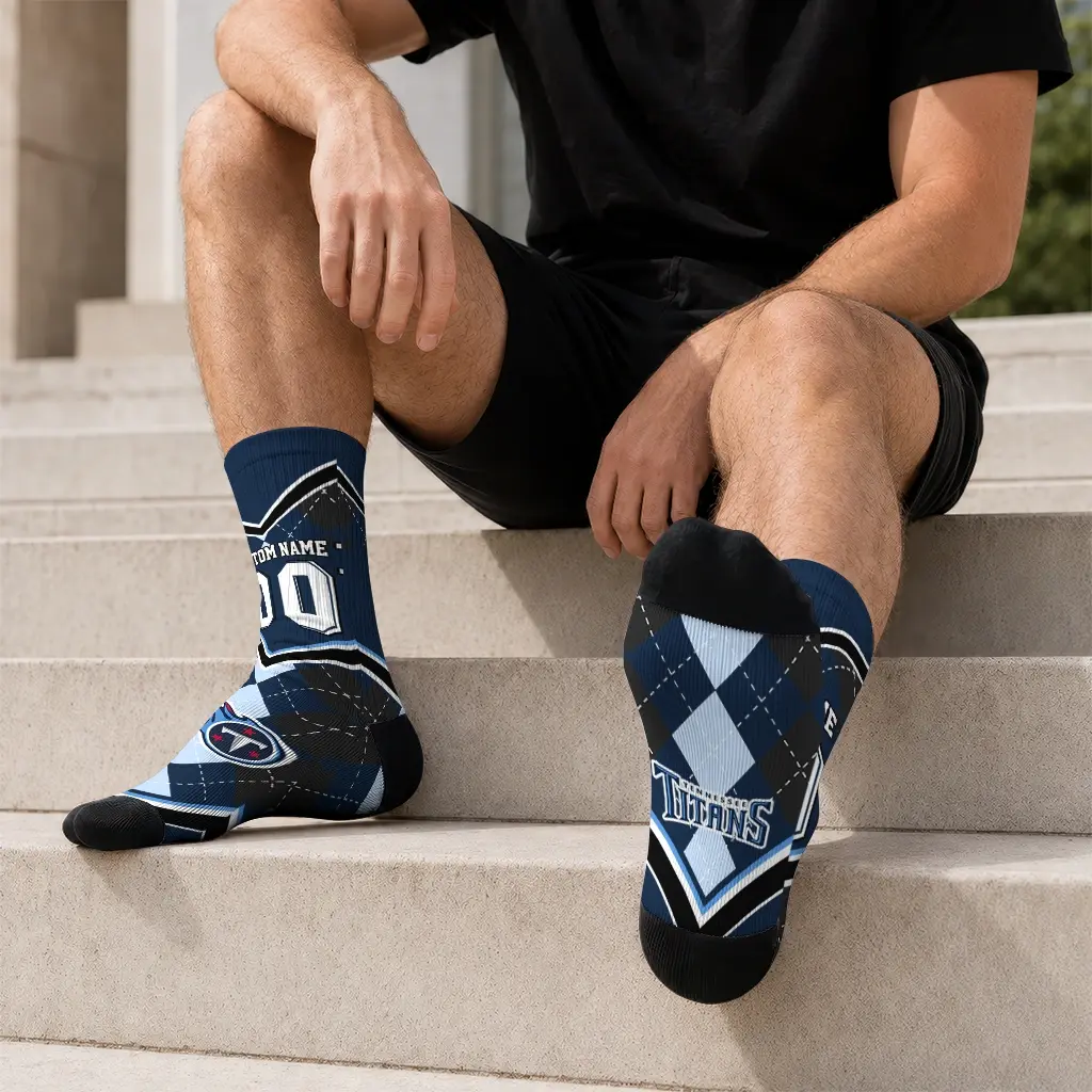 Tennessee Titans Socks Personalized Argyle Pattern Navy Latest Model Tennessee Titans Socks Personalized Argyle Pattern Navy Latest Model