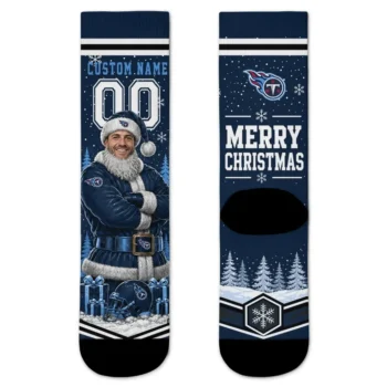 Tennessee Titans Socks Personalized Snowy Scene Navy White Best Selling