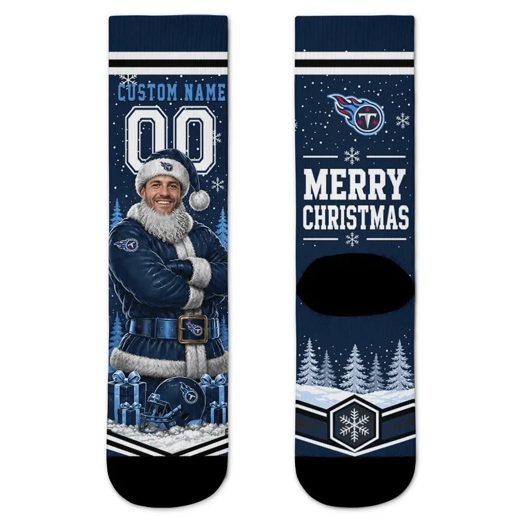 Tennessee Titans Socks Personalized Snowy Scene Navy White Best Selling Tennessee Titans Socks Personalized Snowy Scene Navy White Best Selling