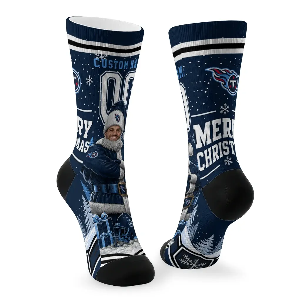 Tennessee Titans Socks Personalized Snowy Scene Navy White Fashion Forward Tennessee Titans Socks Personalized Snowy Scene Navy White Fashion Forward