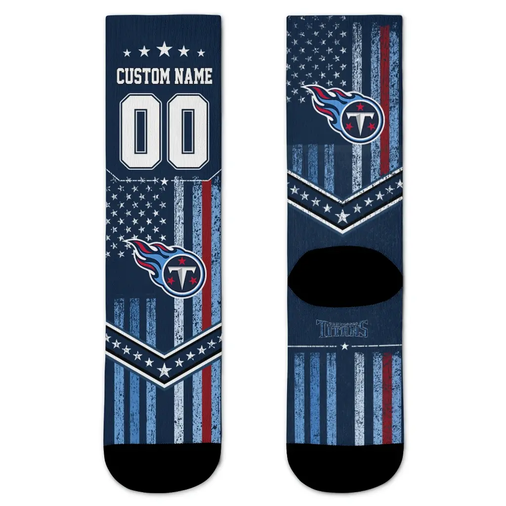 Tennessee Titans Socks Personalized Star Stripes Navy White Best Selling Tennessee Titans Socks Personalized Star Stripes Navy White Best Selling
