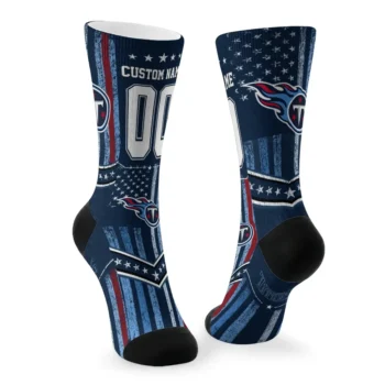 Tennessee Titans Socks Personalized Star Stripes Navy White Fashion Forward