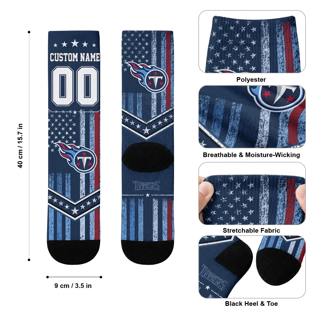 Tennessee Titans Socks Personalized Star Stripes Navy White High Quality Tennessee Titans Socks Personalized Star Stripes Navy White High Quality