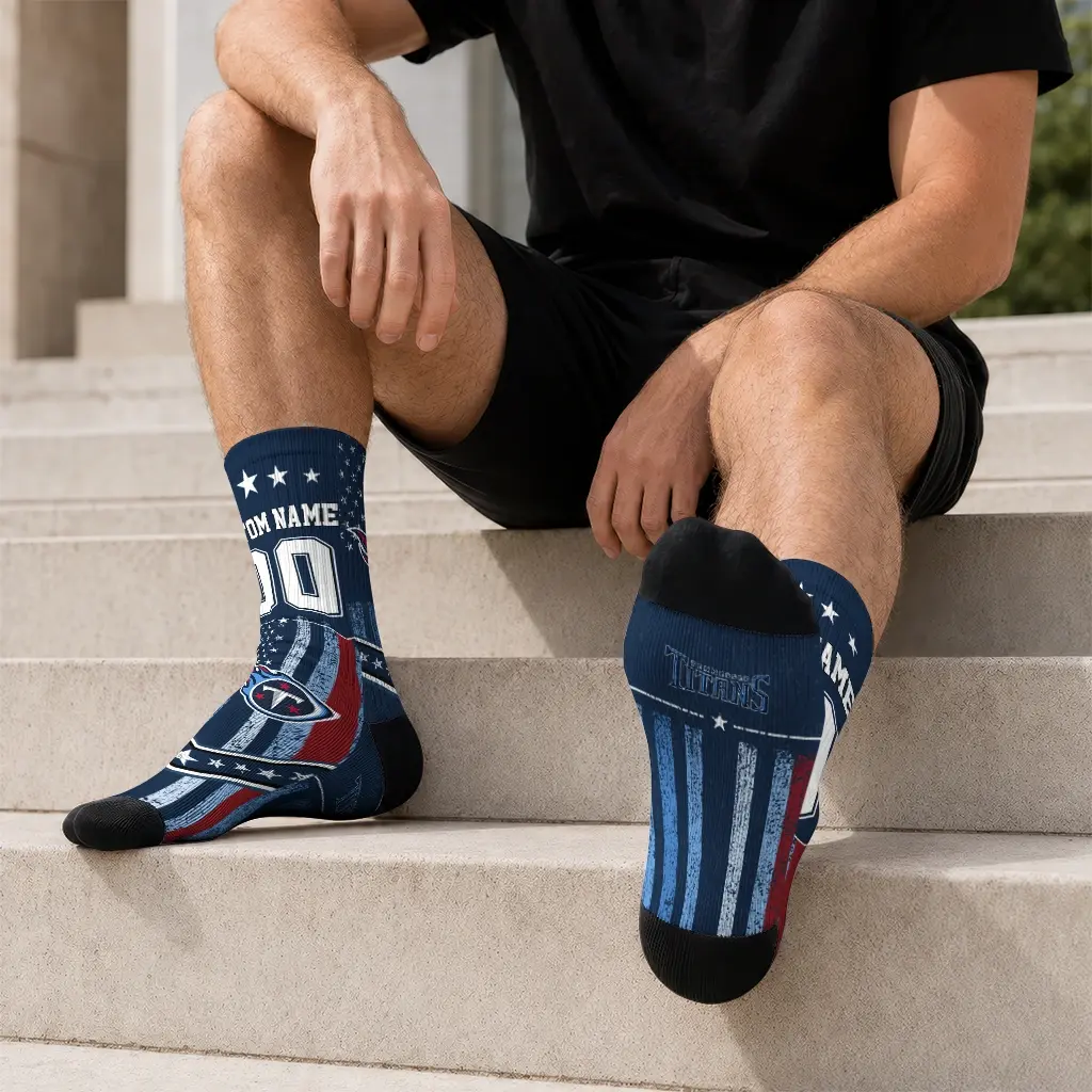 Tennessee Titans Socks Personalized Star Stripes Navy White Latest Model Tennessee Titans Socks Personalized Star Stripes Navy White Latest Model