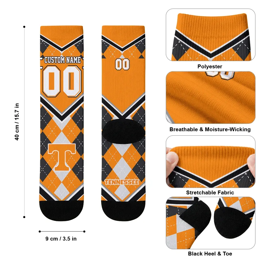 Tennessee Volunteers Socks Personalized Argyle Pattern Orange High Quality Tennessee Volunteers Socks Personalized Argyle Pattern Orange High Quality