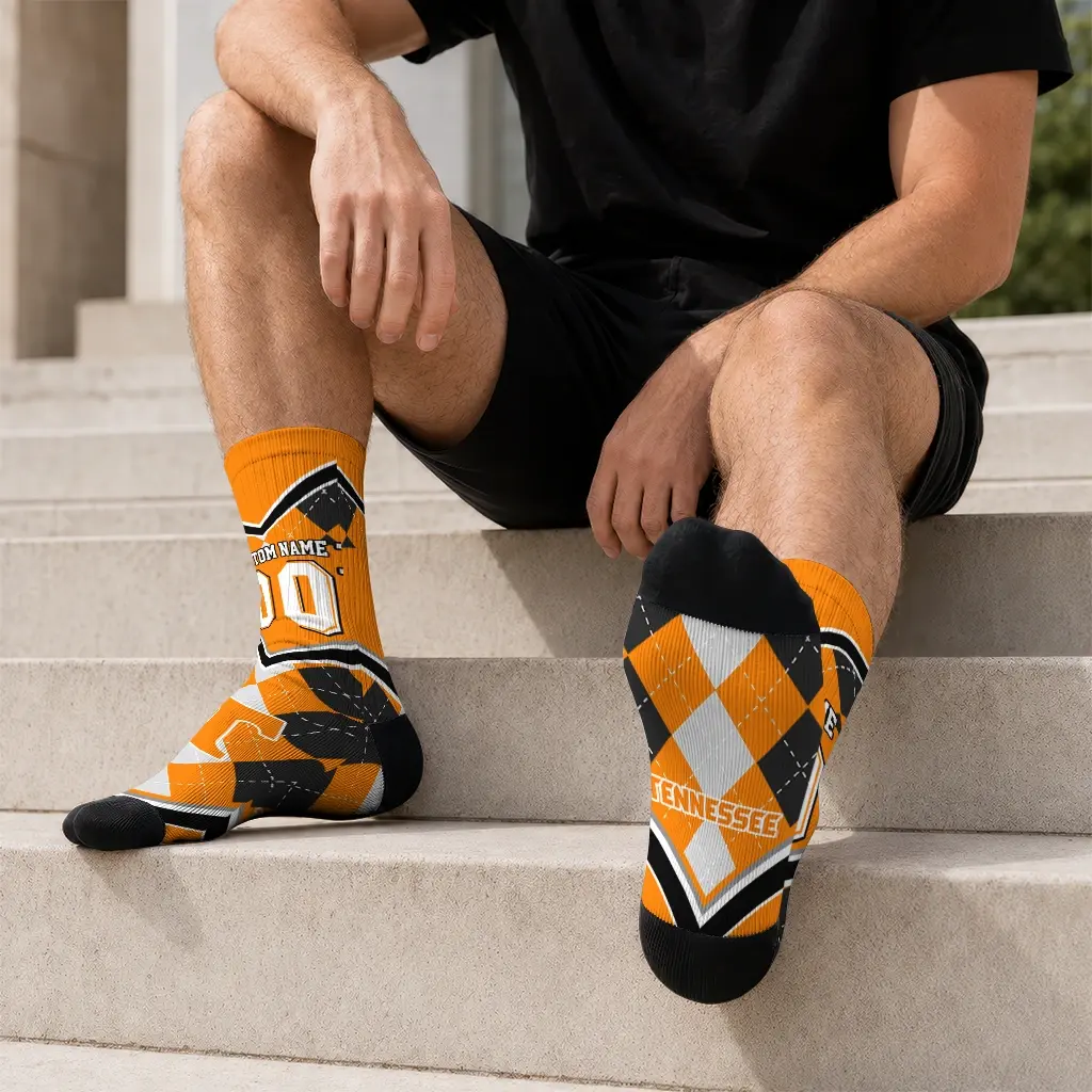 Tennessee Volunteers Socks Personalized Argyle Pattern Orange Latest Model Tennessee Volunteers Socks Personalized Argyle Pattern Orange Latest Model